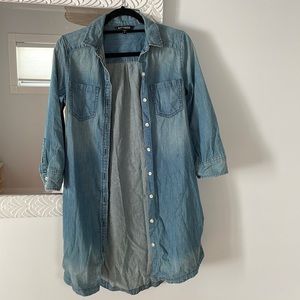 Express blue washed button down denim dress. Perfect for fall. Size XS.